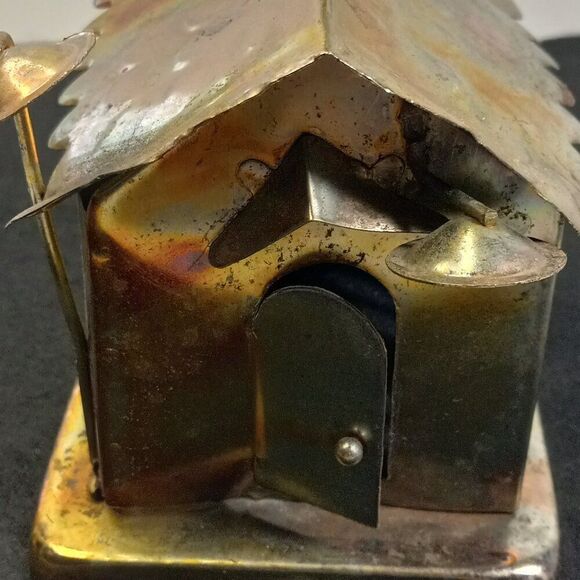 Copper Metal Church Music Box Plays Amazing Grace Cross Spins Countrycore - Picture 4 of 7